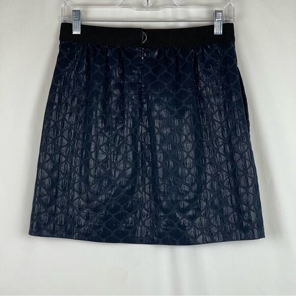 LOFT Metallic Navy Black Whimsical Glam Disco Skirt NWOT Size 2 - Picture 4 of 11